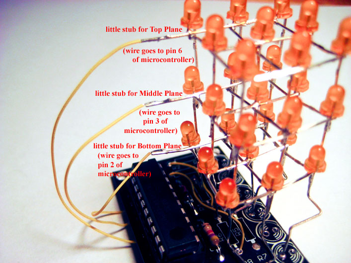 3 wires soldered to all 3 planes' stubs